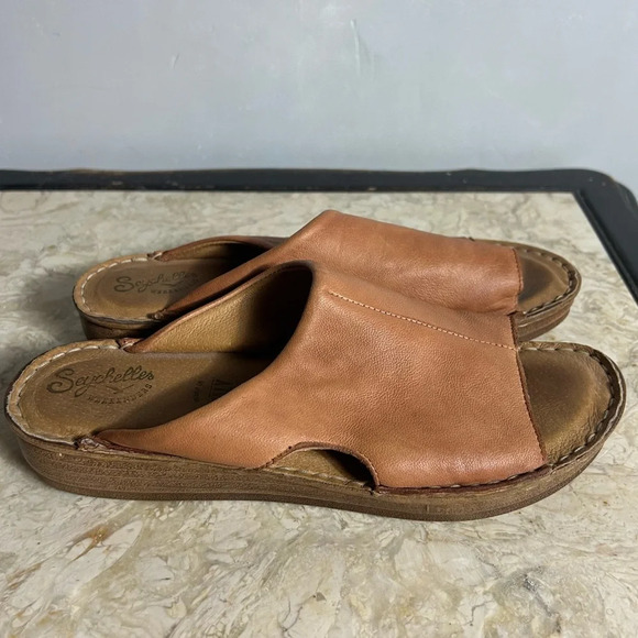 Seychelles Cognac Leather Ultimately Platform Slide Sandal - Picture 2 of 5